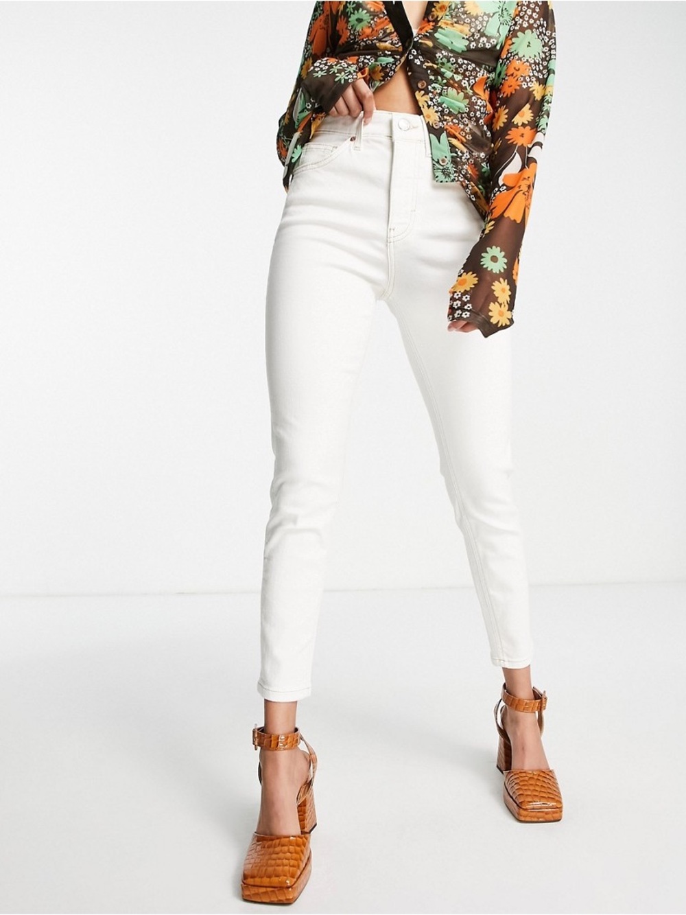 Top shop Jamie petite jean in off white NWT size 6